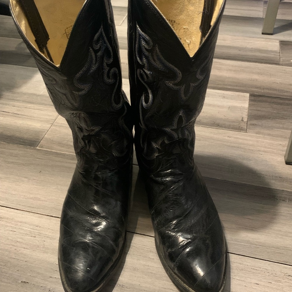 Dan Post Black Boots with Intricate Silver Accents